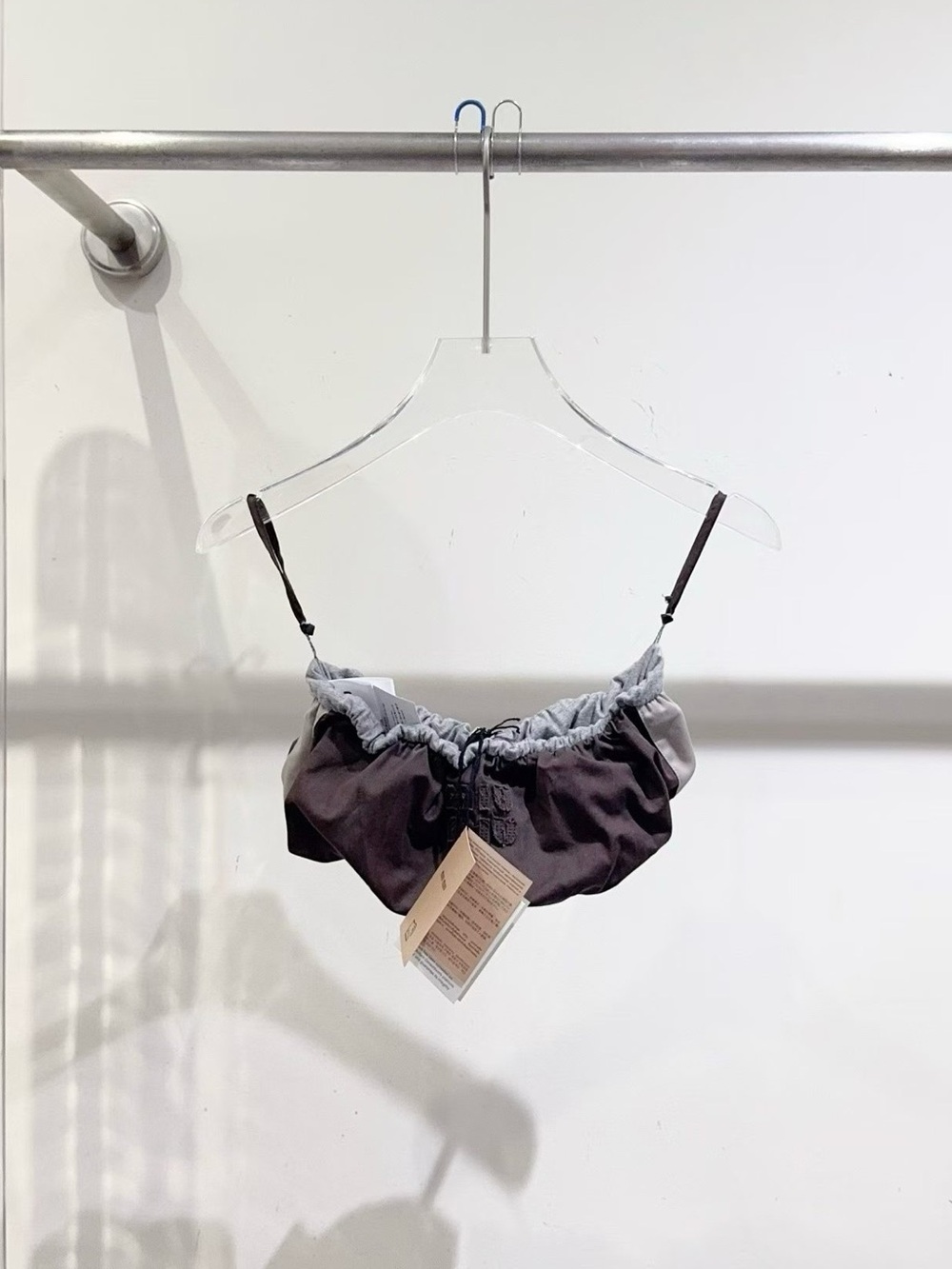 Miu Miu Black and Light Gray Bandeau Crop Top